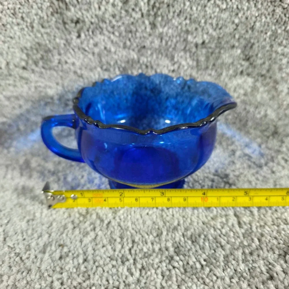 L.E. Smith‎ Glass Mt. Pleasant Cobalt Blue Creamer Glass with Handle